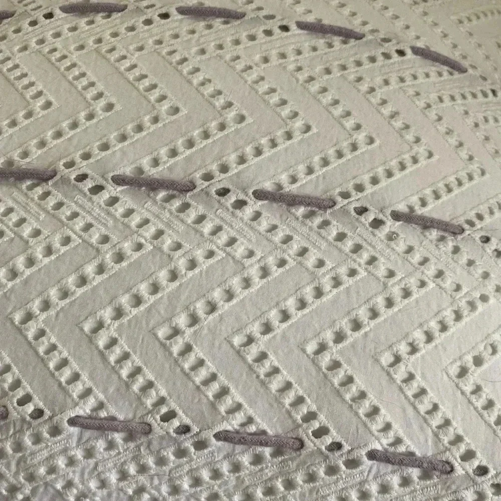 Anthropologie tasseled eyelet lavender pillow white purple tassels 22x22 square